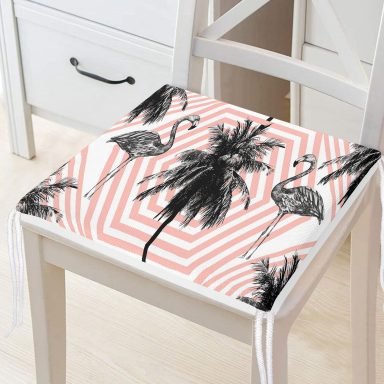 Flamingo Desen Dekoratif Kare Sandalye Minderi 40x40cm Fermuarlı - f969