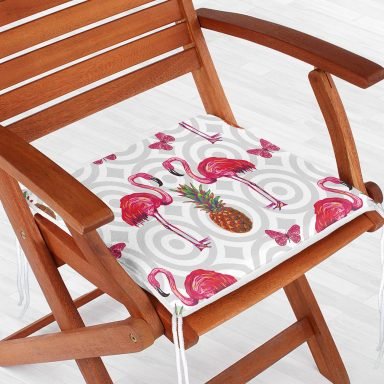 Flamingo Desen Dekoratif Kare Sandalye Minderi 40x40cm Fermuarlı - f988