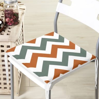 Renkli Zigzag Desenli Modern Fermuarlı Sandalye Minderi