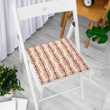 Krem Kahve Ebru Sanatı Dijital Baskılı Modern Fermuarlı Sandalye Minderi