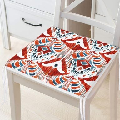 Kırmızı Renkli Damask Tasarımlı Modern Fermuarlı Sandalye Minderi