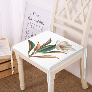 3D Tropik Yaprak Gül Motifli Fermuarlı Sandalye Minderi