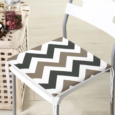 Soft Renkli Zigzag Tasarımlı Fermuarlı Sandalye Minderi