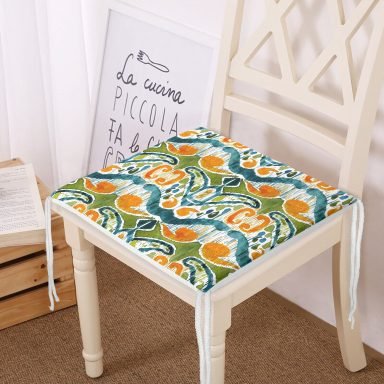 Yeşil Damask Tasarımlı Dijital Baskılı Fermuarlı Sandalye Minderi
