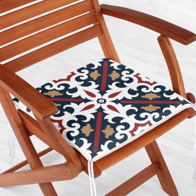 Lacivert Bordo Damask Motifli Modern Fermuarlı Sandalye Minderi