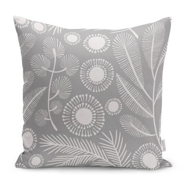Gri Zemin Modern Çizimli Yastık Kırlent Kılıfı