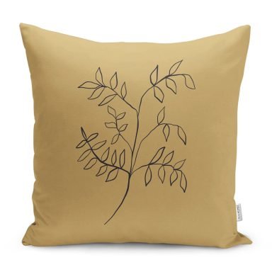 Sarı Zemin Tekli Çiçek Tasarımlı Yastık Kırlent Kılıfı