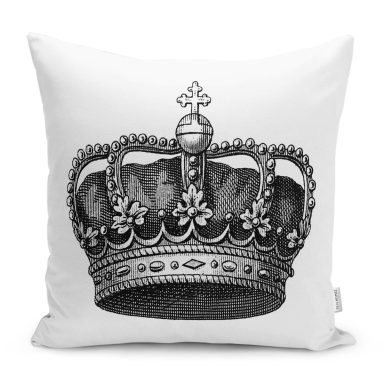 Siyah Beyaz Kral Tacı Özel Tasarımlı Modern Yastık Kırlent Kılıfı
