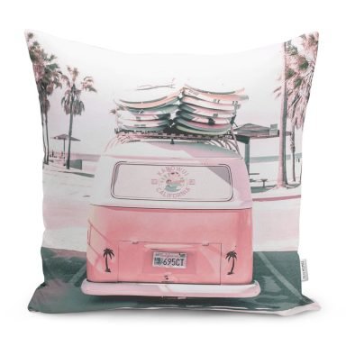 Retro Otantik Kamp Aracı Özel Tasarımlı Yastık Kırlent Kılıfı