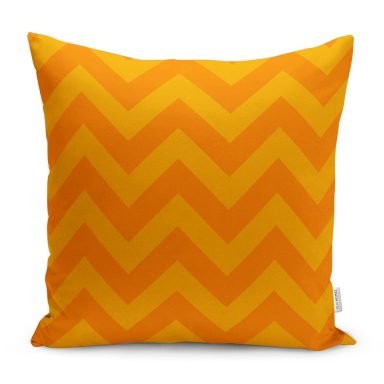 Sarı Turuncu Zigzag Tasarımlı Dekoratif Yastık Kırlent Kılıfı