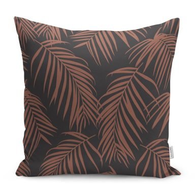 Siyah Zemin Kahve Tüy Tasarımlı Yastık Kırlent Kılıfı