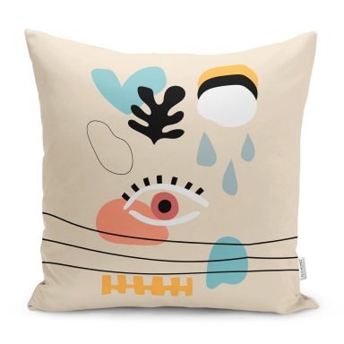 Onedraw Krem Tasarımlı Yastık Kırlent Kılıfı