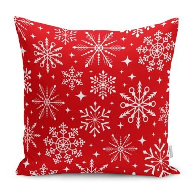 Yılbaşı Temalı Kar Taneleri Özel Tasarım Yastık Kırlent Kılıfı