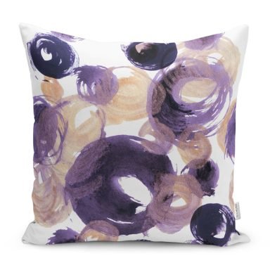 Suluboya Motifli Oval Çizimli Dekoratif Yastık Kırlent Kılıfı