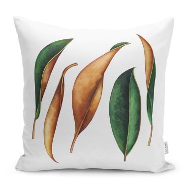 3D Tropik Yaprak Tasarımlı Modern Yastık Kırlent Kılıfı