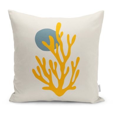 Krem Zemin Yosun Tasarımlı Dijital Baskılı Yastık Kırlent Kılıfı