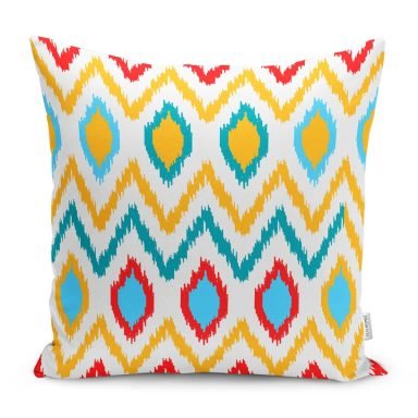 Renkli Geometrik Çizimli Dijital Baskılı Yastık Kırlent Kılıfı
