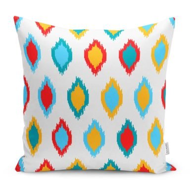 Renkli Geometrik Çizimli Dijital Baskılı Yastık Kırlent Kılıfı
