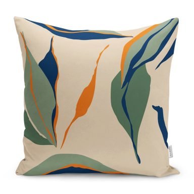 Krem Zeminli Soyut Temalı Yastık Kırlent Kılıfı