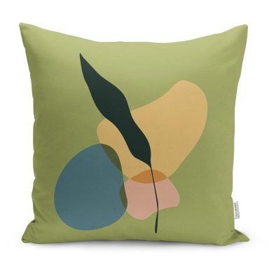 Yeşil Zemin Soyut Motifli Yastık Kırlent Kılıfı