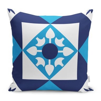 Mavi Çini Desenli Dijital Baskılı Yastık Kırlent Kılıfı