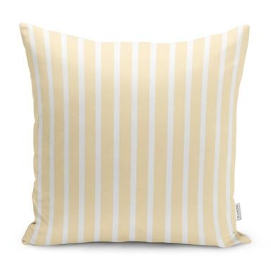 Sarı Beyaz Düz Çizgili Özel Tasarım Dekoratif Yastık Kırlent Kılıfı