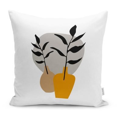 Vazo Temalı Soyut Dijital Baskılı Yastık Kırlent Kılıfı