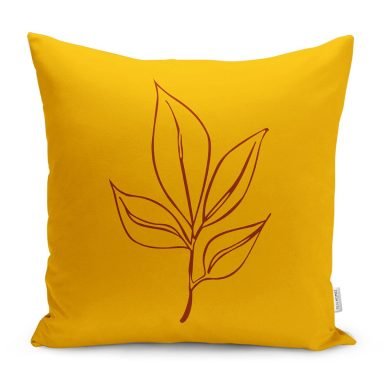 Hardal Zemin Yaprak Dalı Özel Tasarım Yastık Kırlent Kılıfı