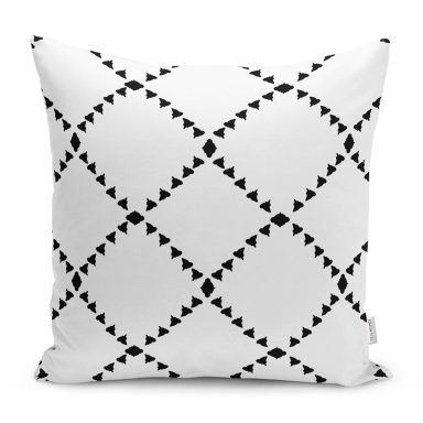 Siyah Beyaz Dijital Baskılı Dekoratif Yastık Kırlent Kılıfı