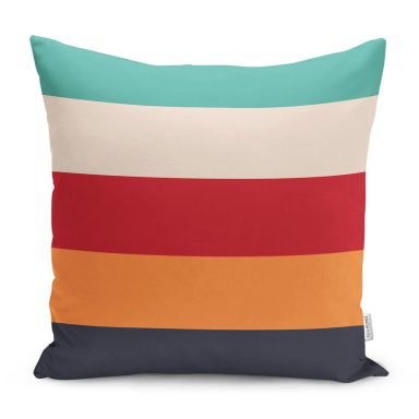 Renkli Düz Çizgili Dijital Baskılı Dekoratif Yastık Kırlent Kılıfı