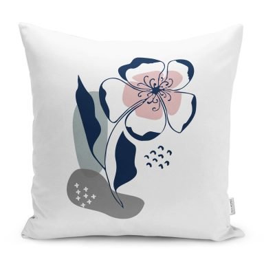 Beyaz Zemin Soft Çiçek Temalı Yastık Kırlent Kılıfı