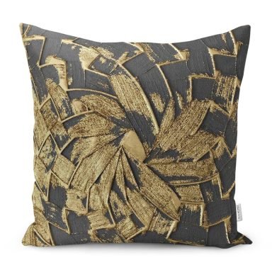 Gold Detaylı Dijital Baskılı Özel Tasarım Dekoratif Yastık Kırlent Kılıfı