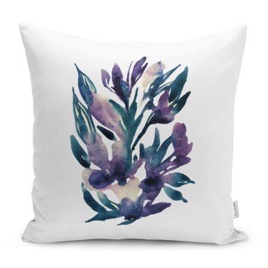 Suluboyalı Çiçek Tasarımlı Dekoratif Yastık Kırlent Kılıfı