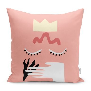 Pembe Zemin Onedraw Temalı Dekoratif Yastık Kırlent Kılıfı