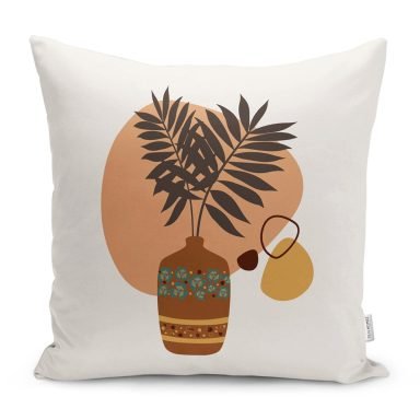 Onedraw Vazo Temalı Özel Tasarım Modern Yastık Kırlent Kılıfı