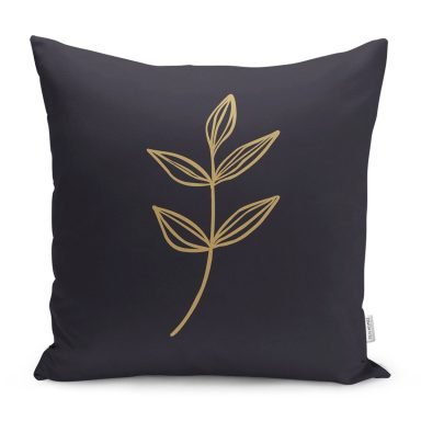 Koyu Füme Zemin Çiçek Temalı Dekoratif Yastık Kırlent Kılıfı