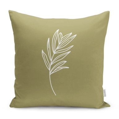 Yeşil Zemin Çiçek Temalı Özel Tasarım Modern Yastık Kırlent Kılıfı