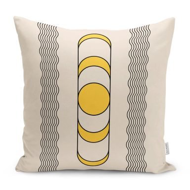 Krem Zeminli İskandinav Motifli Çizim Dekoratif Yastık Kırlent Kılıfı