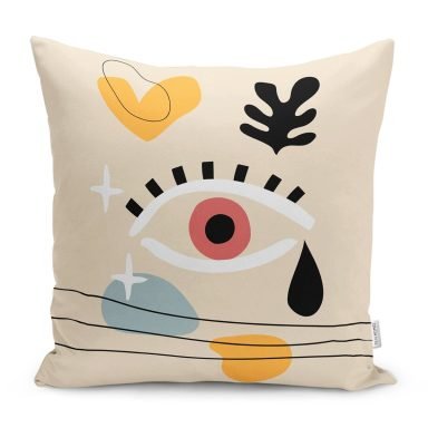 Soyut Tasarımlı Dijital Baskılı Dekoratif Yastık Kırlent Kılıfı