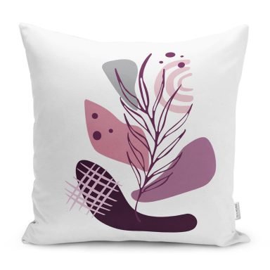 Eflatun Renkli Onedraw Çiçek Tasarımlı Modern Yastık Kırlent Kılıfı