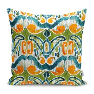 Yeşil Damask Tasarımlı Dijital Baskılı Dekoratif Yastık Kırlent Kılıfı