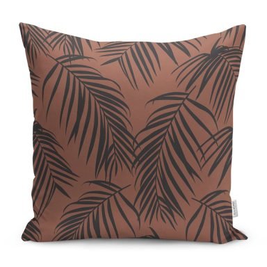 Kahve Zemin Siyah Tüy Tasarımlı Yastık Kırlent Kılıfı