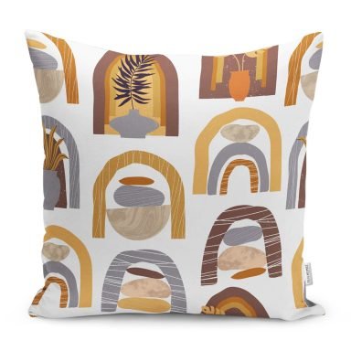 Etnik Soyut Tasarımlı Dijital Baskılı Yastık Kırlent Kılıfı