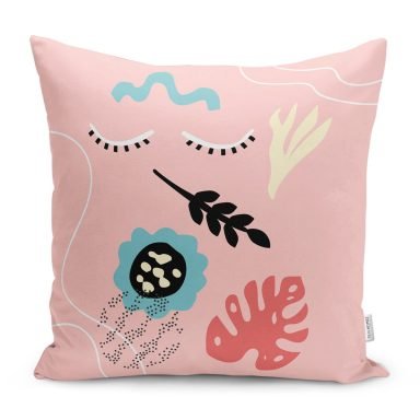 Pembe Zemin Onedraw Temalı Dekoratif Yastık Kırlent Kılıfı