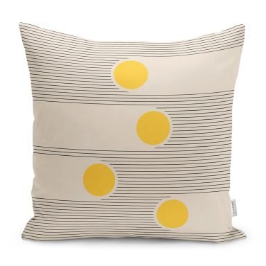 Krem Zemin Çizgili Tasarımlı Modern Yastık Kırlent Kılıfı
