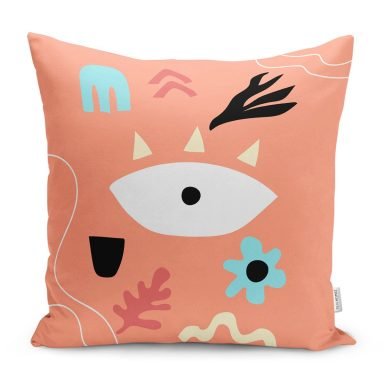 Turuncu Zemin Onedraw Motifli Yastık Kırlent Kılıfı