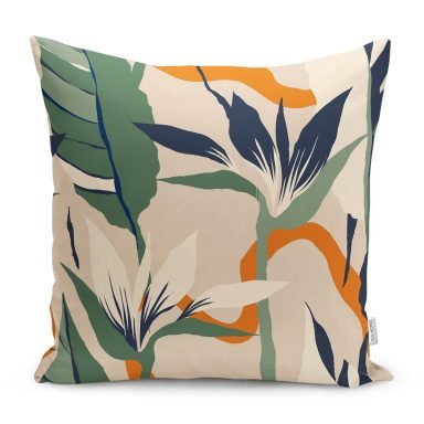 Sanatsal Yaprak Tasarımlı Dekoratif Yastık Kırlent Kılıfı