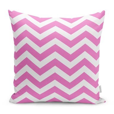 Pembe Zigzag Tasarımlı Dekoratif Yastık Kırlent Kılıfı