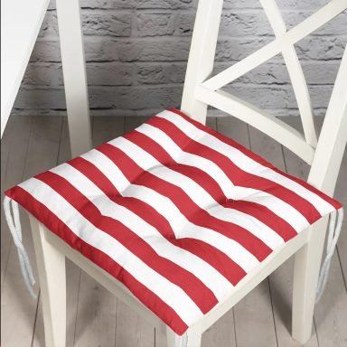 Kırmızı Beyaz Düz Çizgili Özel Tasarım Pofidik Sandalye Minderi