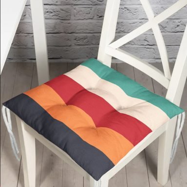 Renkli Düz Çizgili Dijital Baskılı Pofidik Sandalye Minderi